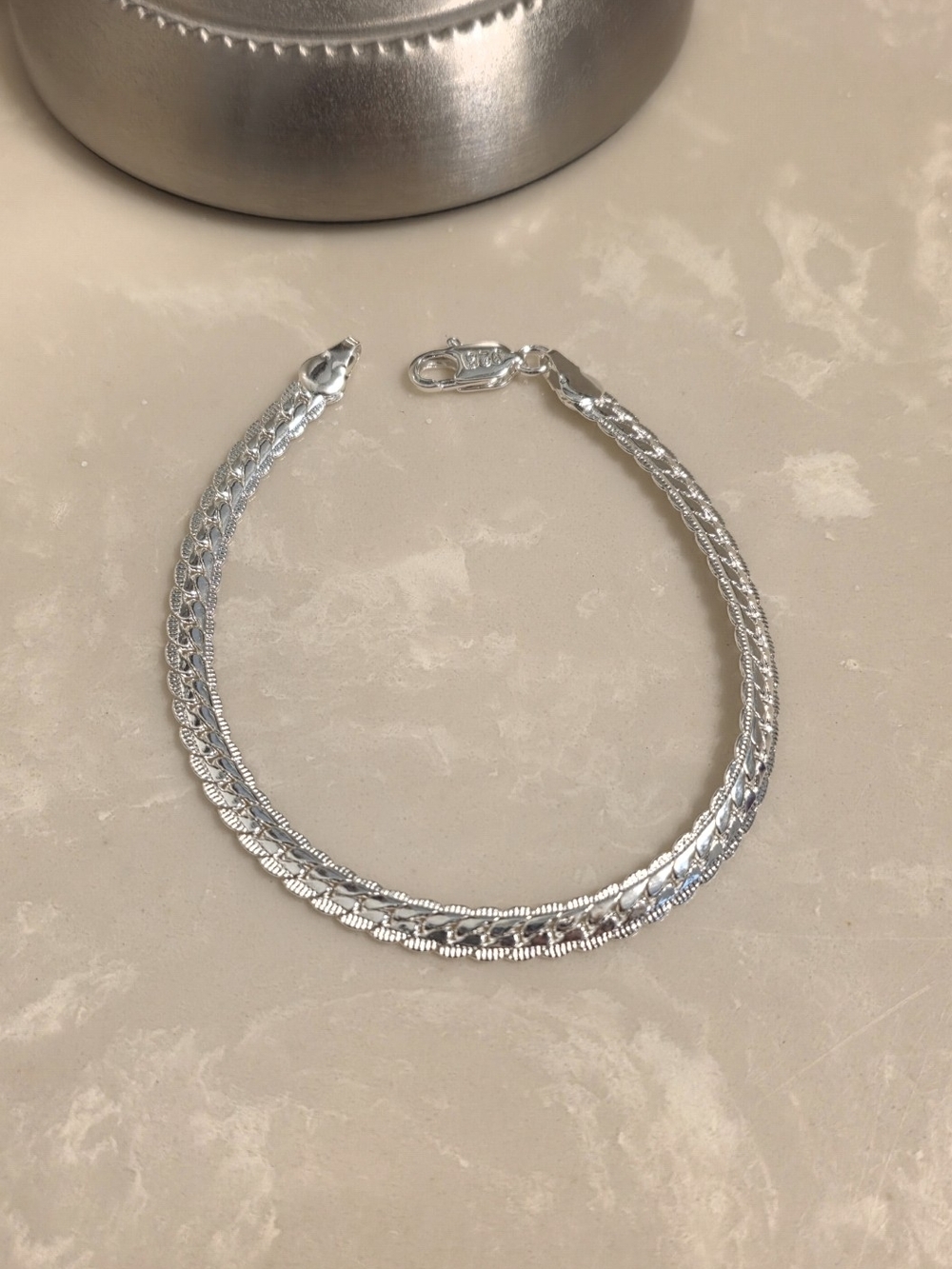 Silver Flat Chain Bracelet